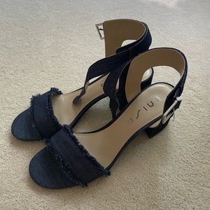 Denim Blue with Fringe Detail 1 1/2 Inch Heels